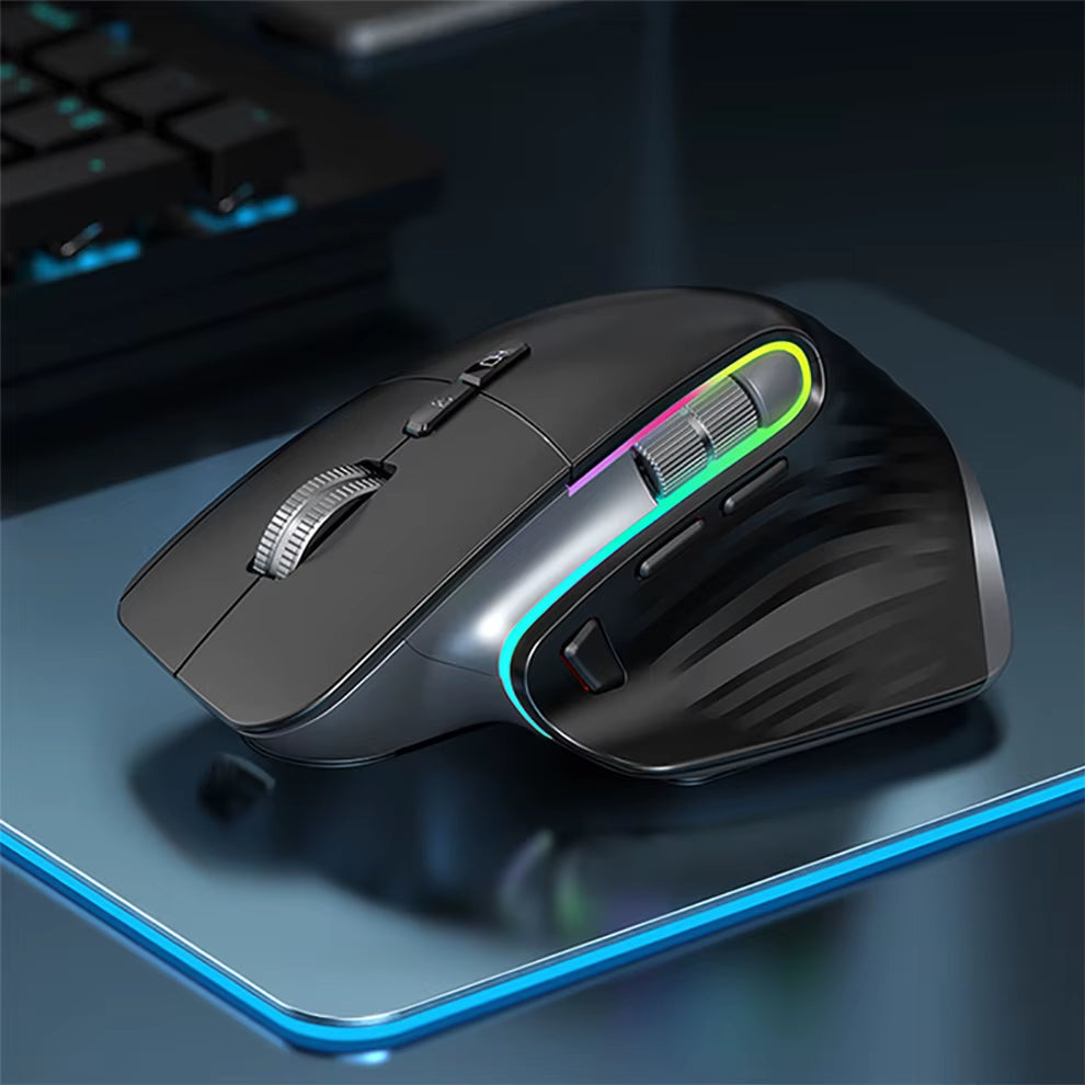 Bluetooth +2.4G Wireless Mouse Rechargeable 12 Colors RGB LED Gaming Mouse Ergonomic Mice for Gamer Computer Laptop Ipad