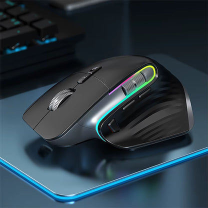 Bluetooth +2.4G Wireless Mouse Rechargeable 12 Colors RGB LED Gaming Mouse Ergonomic Mice for Gamer Computer Laptop Ipad