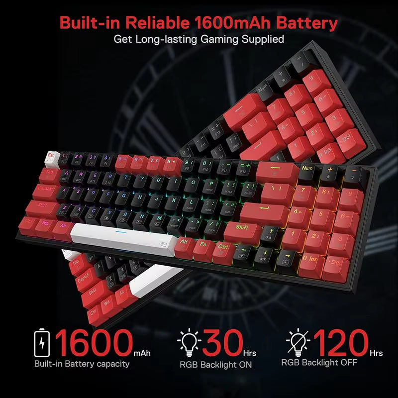 K628 PRO 75% 3-Mode Bluetooth 2.4Ghz Wireless RGB USB LED Gaming Keyboard 78 Keys Hot Swappable Compact Mechanical