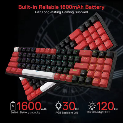 K628 PRO 75% 3-Mode Bluetooth 2.4Ghz Wireless RGB USB LED Gaming Keyboard 78 Keys Hot Swappable Compact Mechanical