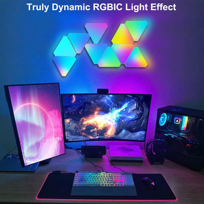 RGB Triangle LED Light Panels, DIY Triangle LED Wall Lights , APP and Remote Controlled, Music Sync for Gaming Room Bedroom