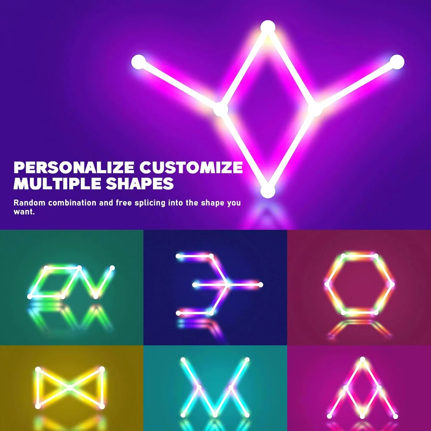 LED Smart Wifi Wall Lamp RGBIC Light Bar DIY Atmosphere Night Light APP Music Rhythm TV Backlight Bedroom Game Room Decoration