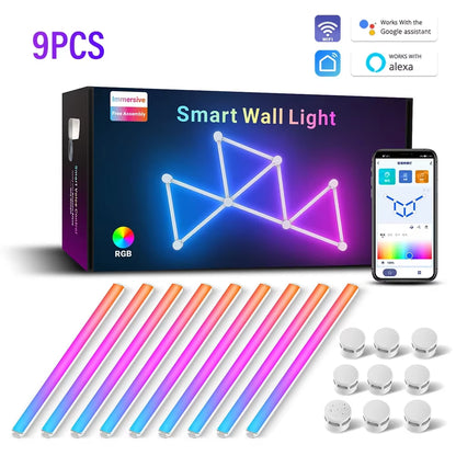 LED Smart Wifi Wall Lamp RGBIC Light Bar DIY Atmosphere Night Light APP Music Rhythm TV Backlight Bedroom Game Room Decoration