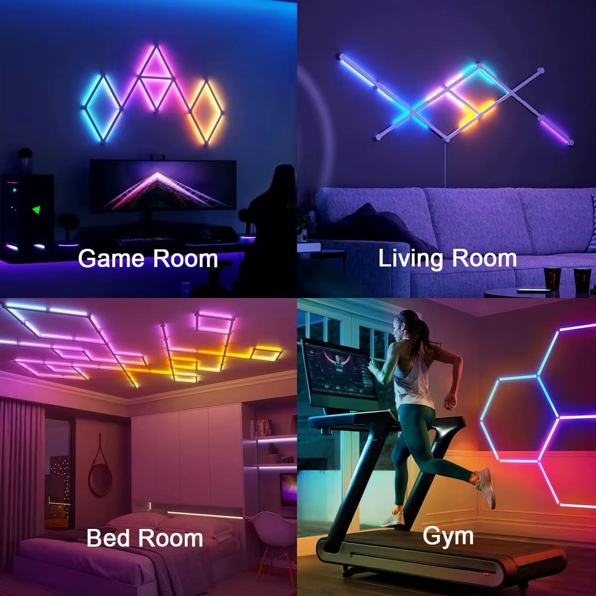 LED Smart Wifi Wall Lamp RGBIC Light Bar DIY Atmosphere Night Light APP Music Rhythm TV Backlight Bedroom Game Room Decoration