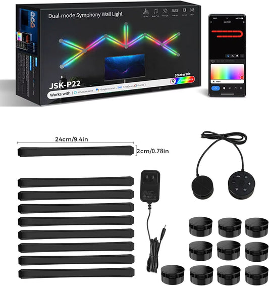 LED Smart Wifi Wall Lamp RGBIC Light Bar DIY Atmosphere Night Light APP Music Rhythm TV Backlight Bedroom Game Room Decoration